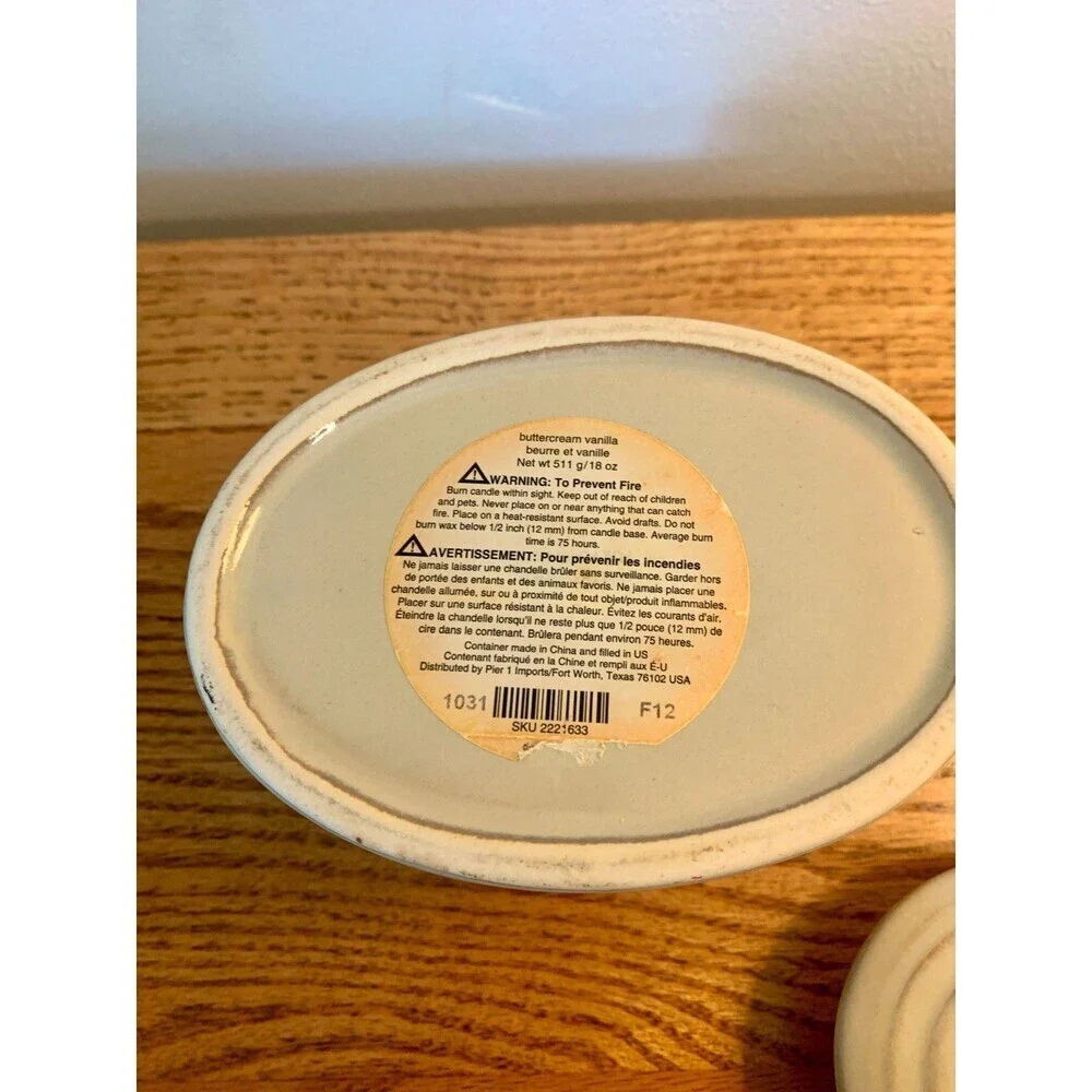 Pier One Terracotta VTG Candle Holder Canister Clay container coil Dish Vanilla